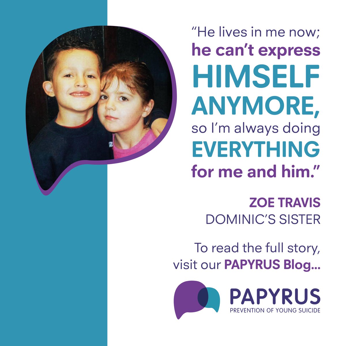 'I still feel like I’ve lost the other half of me & my heart is still shattered. But by doing this, I know he'd be proud of me.'💜 In our latest blog, Zoe talks about her brother Dominic and her commitment to keeping his memory alive. Read more here: ow.ly/62Lp50Nee9I