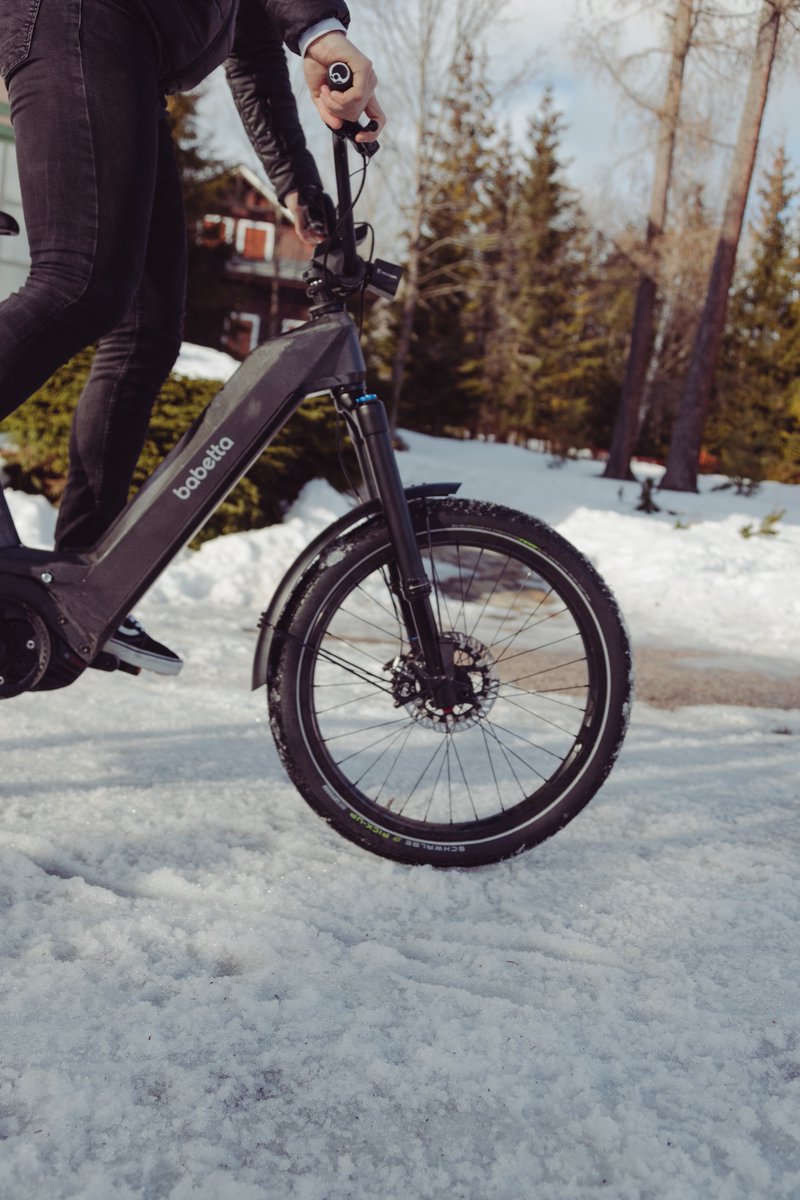 babetta_eu's tweet photo. Enjoying the last bites of snow before spring finally comes. Who else is excited? 😎🚲 #ebike #ebikes https://t.co/v9HdAiBG9X
