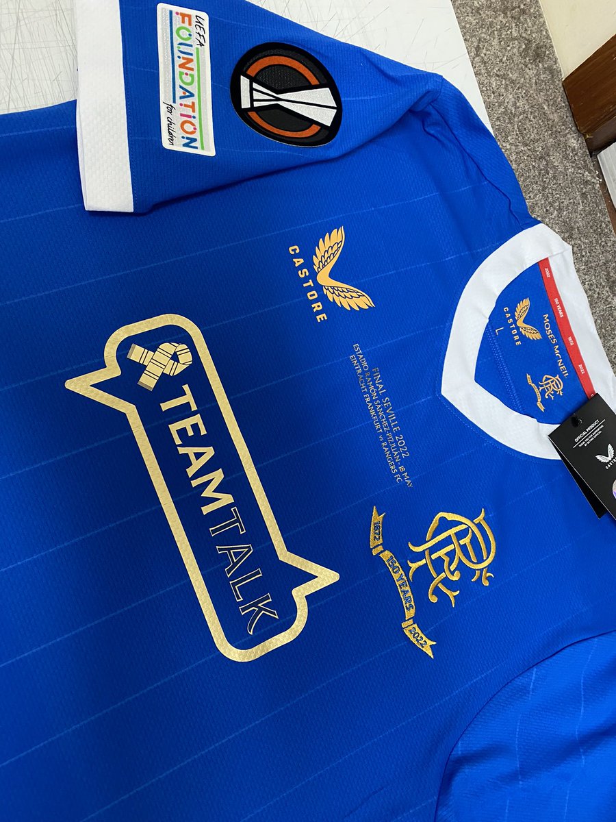 rangersembroid1's tweet photo. LOTTERY BONUS BALL

£3 per number, will draw once all sold.

Europa league final detailed shirt

Last one of these remaining, short sleeve size XL. https://t.co/avEOapNigU