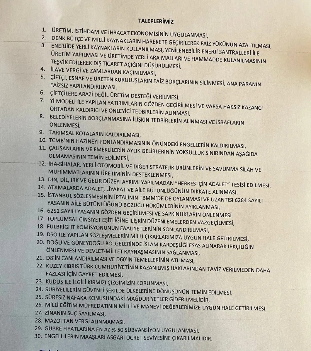 SelcukAltnel's tweet photo. LGBT derneklerini kapatılsın. 
- Ahlakı bozan tv dizilerini kaldırılsın. 
- Cinsiyet ameliyatlarını SGK kapsamından çıkarılsın 
- Helal 4’ün, haram 5’ten büyük olduğunu öğreten bir eğitim sistemi inşa edilsin
Sayın Fatih Erbakan hangi şartında haksız? https://t.co/dqhUON1aOF