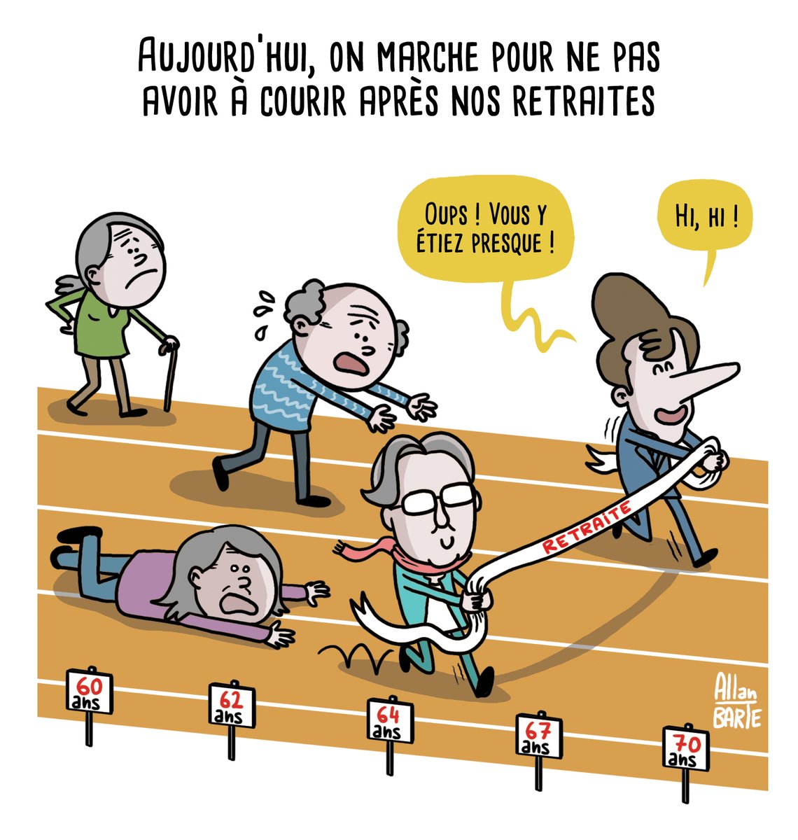 #Greve15mars Bonne manif à tous ! 😊

#reformedesretraites #manif15mars #GreveGenerale #GreveGeneraleIllimitee #greve #blocage #Greve15mars #Macron #Borne #Dussopt 

▶️ Pour financer la lutte dessinée :
ko-fi.com/allanbarte