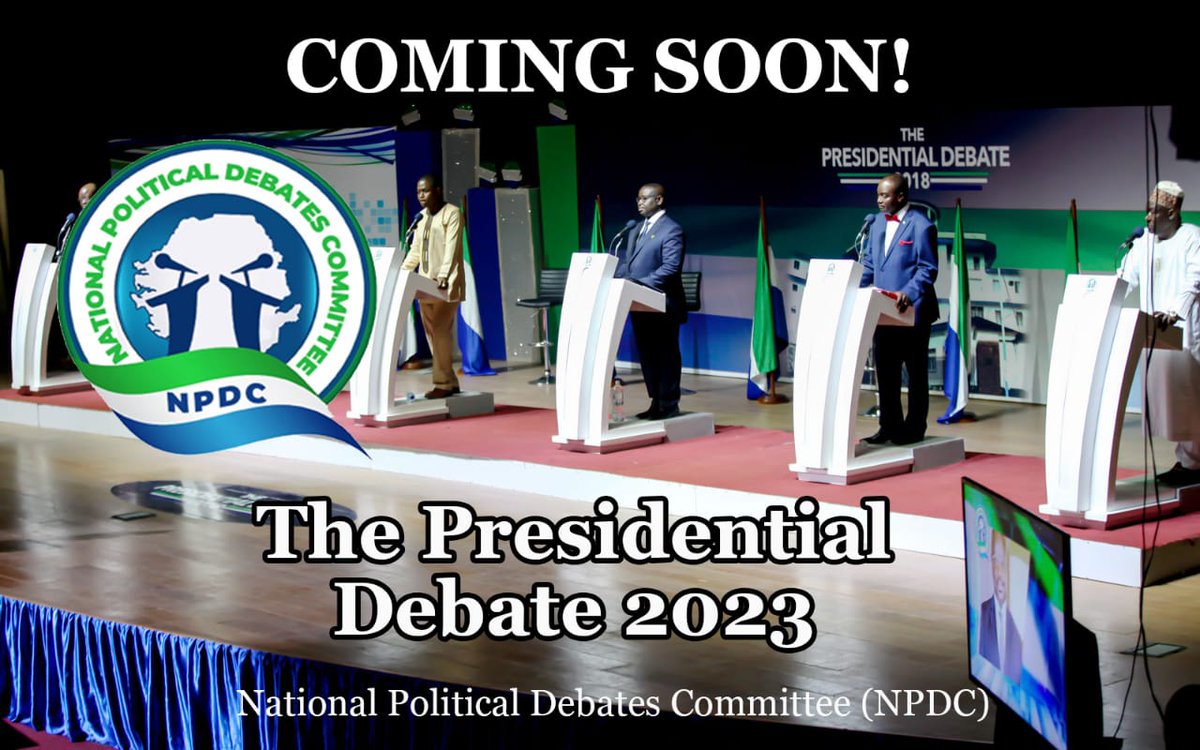 npdcsl's tweet photo. COMING SOON!
Sierra Leone Presidential Debate 2023
@NDI 
@USEmbFreetown 
@UKinSierraLeone 
@IrlEmbFreetown 
@EUinSierraLeone 
@NEDemocracy https://t.co/MlGeSs0chF