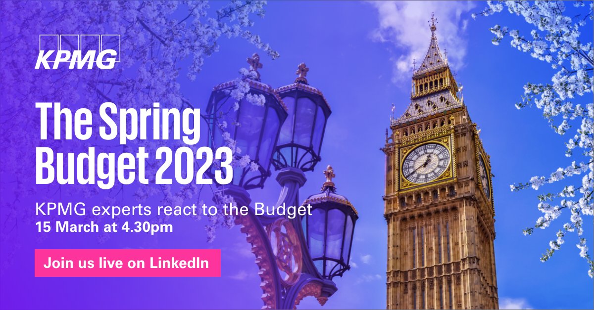 kpmguk's tweet photo. What will the Budget today mean for you? 

Join us on LinkedIn as we respond live. Register for the event here: https://t.co/qtjWfuTNED https://t.co/UJ1JHC7bhx