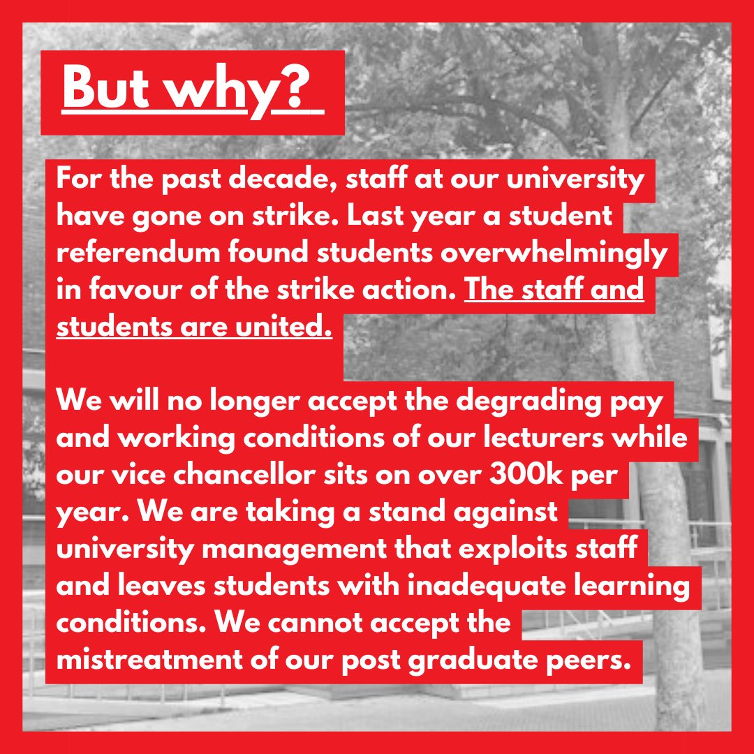livstudentsol's tweet photo. ‼️WE ARE OCCUPYING THE TOP FLOOR OF THE 502 BUILDING‼️

WE DEMAND THAT ALL LECTURES IN THIS BUILDING ARE CANCELLED FOR THE DURATION OF THE STRIKE AND VC TIM JONES MEETS OURS &amp; THE UCU’S DEMANDS https://t.co/U5caJl5JD0