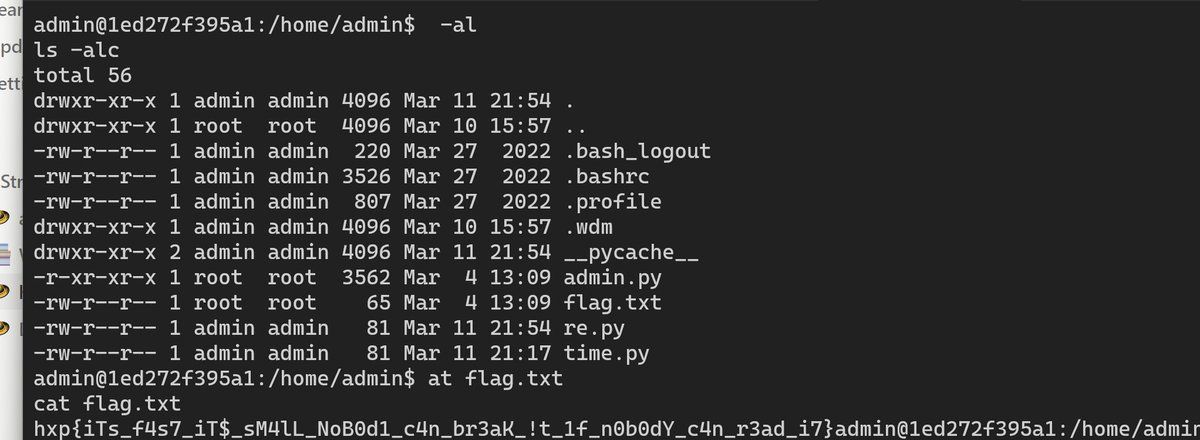 wupco1996's tweet photo. My solution for  `true_web_assembly` in the @hxpctf  . 1. Upload an evil python file named `https://t.co/FsgTBXlu5b` to the bbs. 2. Make the bot visit the attachment link. 3. RCE triggered in the bot's docker container due to the automatic file download(`import re` in admin . py) https://t.co/2g1IHyCkbY
