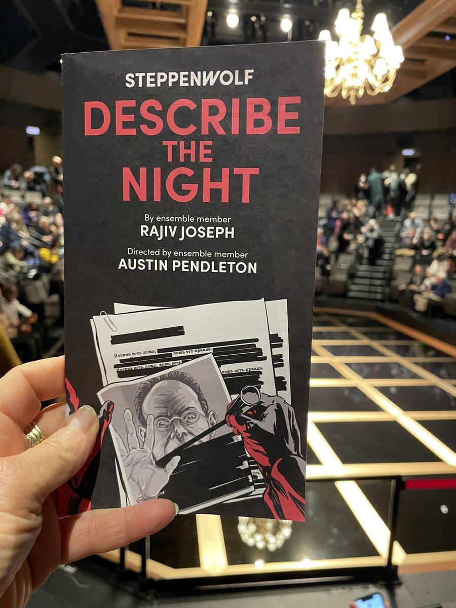 SharonBialy's tweet photo. Spent the weekend in #Chicago seeing 2 world premieres @GoodmanTheatre #Layalina &amp; @SteppenwolfThtr #DescribetheNight by #rajivjoseph. So inspired by great writing &amp; great actors. Love my homework https://t.co/7lSVnxw1nX