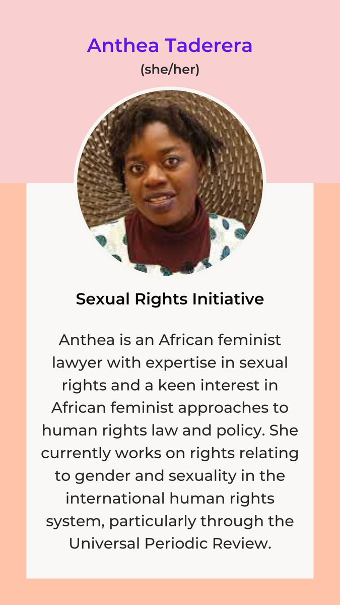 Get it know our wonderful speakers! The brilliant Anthea Taderera from @SexualRights is a part of our #CSW67 panel. Don’t forget to join us on March 16th at 9AM (EST).

Link👉🏼 us02web.zoom.us/webinar/regist…