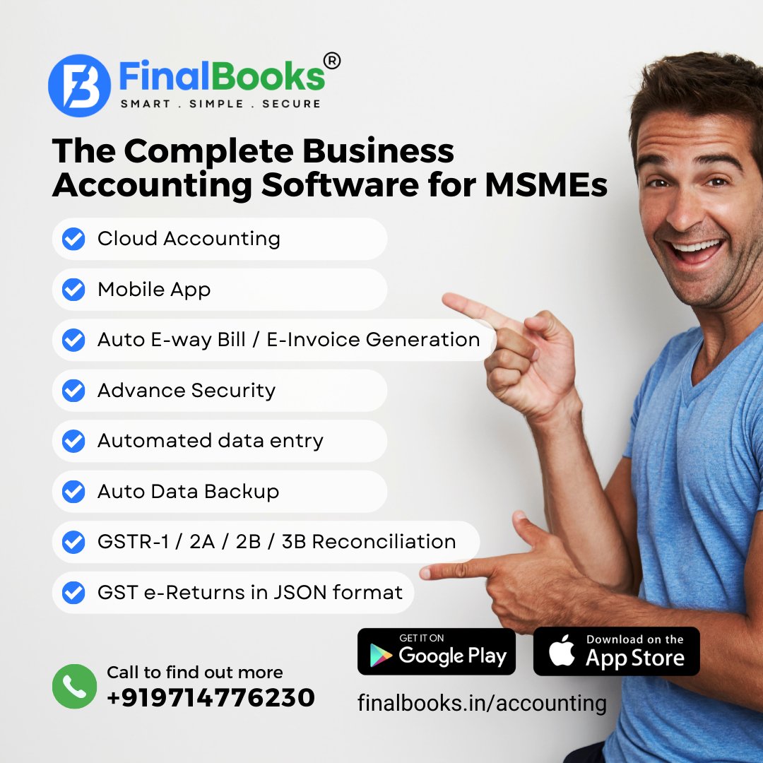 finalbooksapp's tweet photo. Empower Your MSME Business with Our Complete Accounting Software and Mobile App - Manage Your Business Anytime, Anywhere!

Experience Our Accounting Software with a FREE Demo - Try It Until You're Satisfied!
https://t.co/I7SOEuhXAr

#AccountingSoftware #MSMEAccounting https://t.co/YllshoTfMm