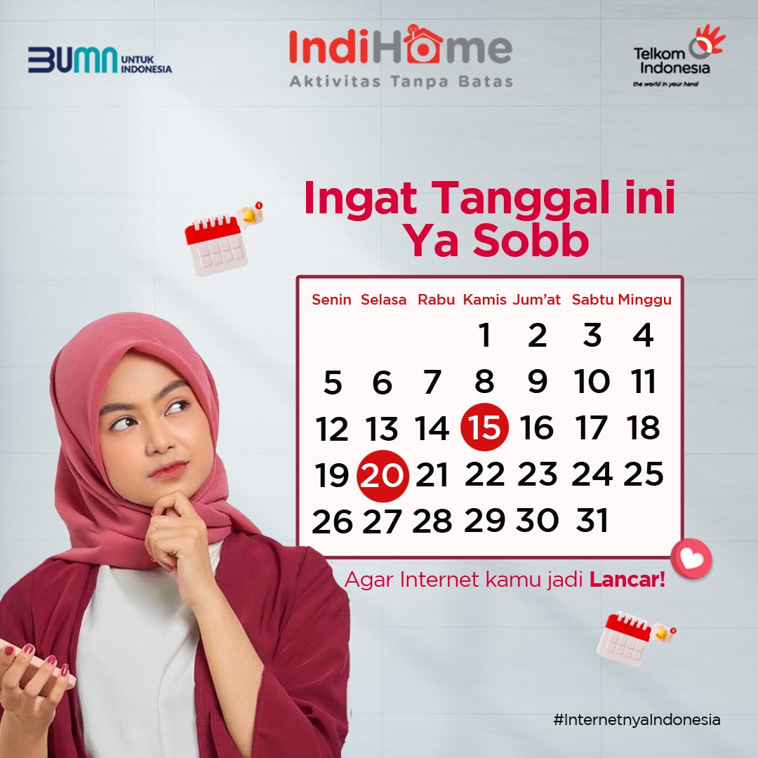 witel_babel's tweet photo. Haa ada apa dengan tgl 15 dan 20 ?
tanggal 15 adalah tanggal jatuh tempo pembayaran IndiHome untuk pelanggan baru pertama, sedangkan untuk tanggal 20 adalah tanggal jatuh tempo pembayaran Indihome pelanggan lama.
#AktivitasTanpaBatas #InternetnyaIndonesia #WitelBabel https://t.co/Ftibg7ZVbU