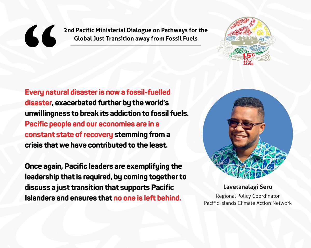 CANPacificIs's tweet photo. @lagiseru: We need world leaders to join hands with us in the Pacific &amp; tackle the climate crisis at its source: by stopping coal, oil &amp; gas expansion, planning a scale-down in production, &amp; supporting a just transition to a low-carbon system that provides energy access for all. https://t.co/BVFJ2INlZq
