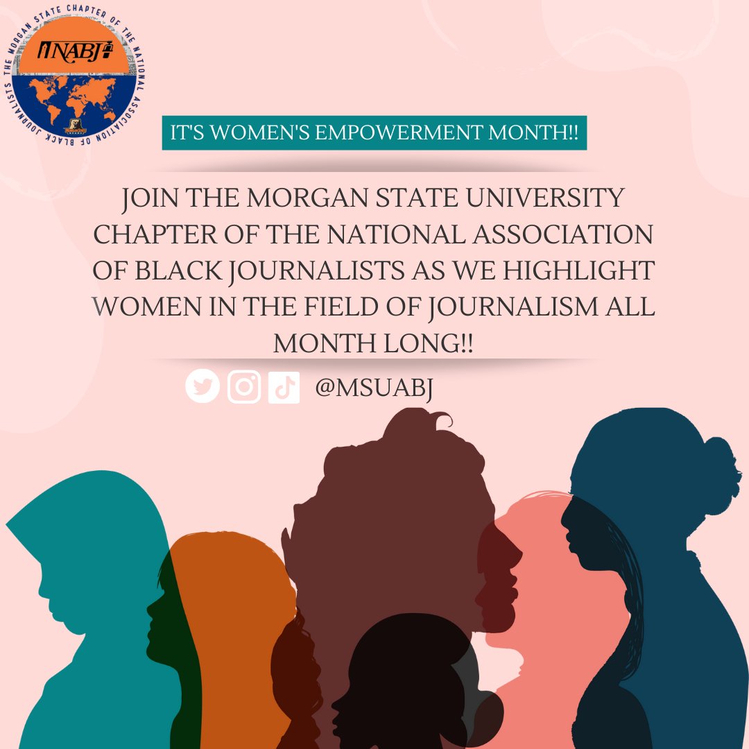 Hey Morganites, and happy Women's Empowerment Month!! Join us this month as we shed the spotlight on women in journalism!!! #msuabj #womensempowermentmonth