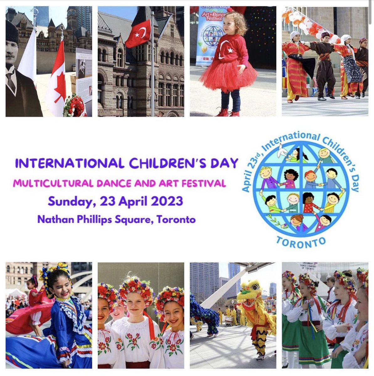 “ <a href="/TRSocietyofCAN/">TRSocietyofCanada</a> is inviting you to celebrate 10th years of The International Children’s Day - Multicultural Dance and Art Festival onApril 23, 2023 at Nathan Phillips Square. The donations will be transferred to Darussafaka to help the education of earthquake survivor children”