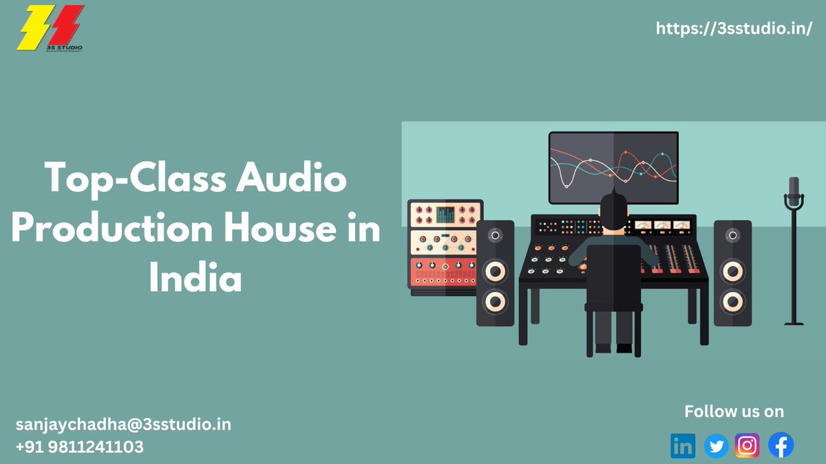 #3sstudio is a leading #audioproductioncompany in India helping many businesses in creating the best ever #audios for the betterment of their business. To know more about our #audioproductionservices visit our website:- lnkd.in/dbQV-aYy #media #mediaproduction #audio