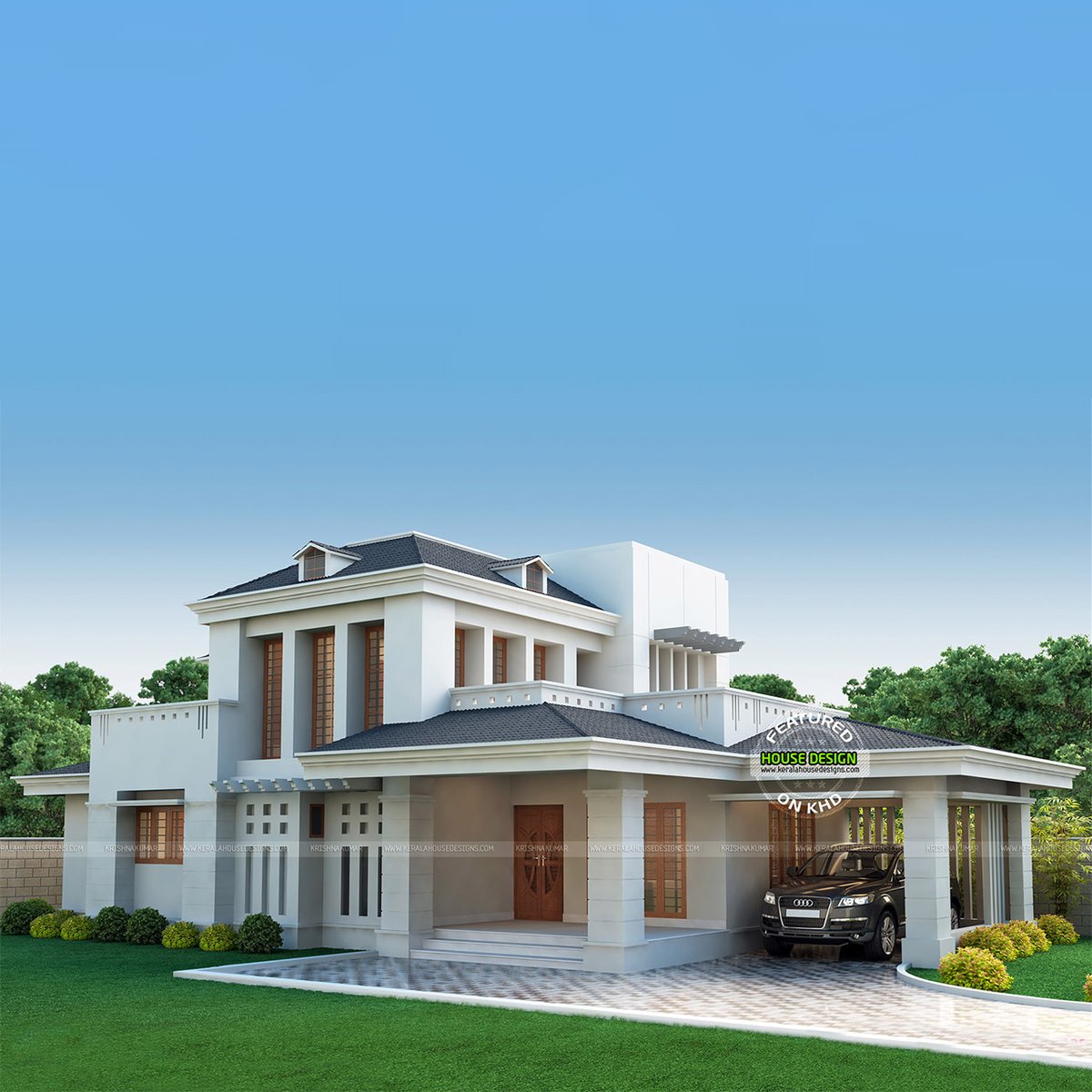 3 Bedroom elegant villa - 2094 sq.feet https://t.co/4VaOPRXXlJ Square feet  details Total area - 2094 sq.feet No. of bedrooms - 3 No.of floors - 2  Design style - Modern villa #house #design #3drendering #homedesign #Kerala, image size:1200x1200