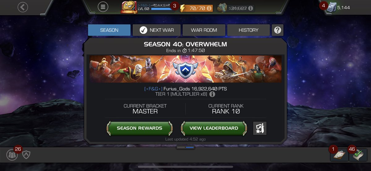 McocInsider619's tweet photo. Time to hang the cape! It’s been amazing 7 years of non stop action. It’s time to retire from competitive Mcoc🥶😇 @MarvelChampions  Thanks everyone in this awesome community❤️
#FinishOnHigh #Masters #NotQuitting https://t.co/CIHiHBBDZ8