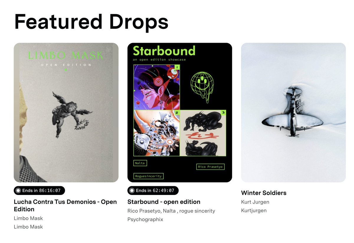 GM❤️‍🔥 I am honored to announce that our drops just got featured on <a href="/niftygateway/">Nifty Gateway Studio</a> ! wish us luck
-
“Starbound” featuring <a href="/naltanea/">Nalta</a> <a href="/ociiirthankyou/">Rico Prasetyo</a> published by Psychographix <a href="/alinesubi89/">Aline Subi</a> 🌐🫠