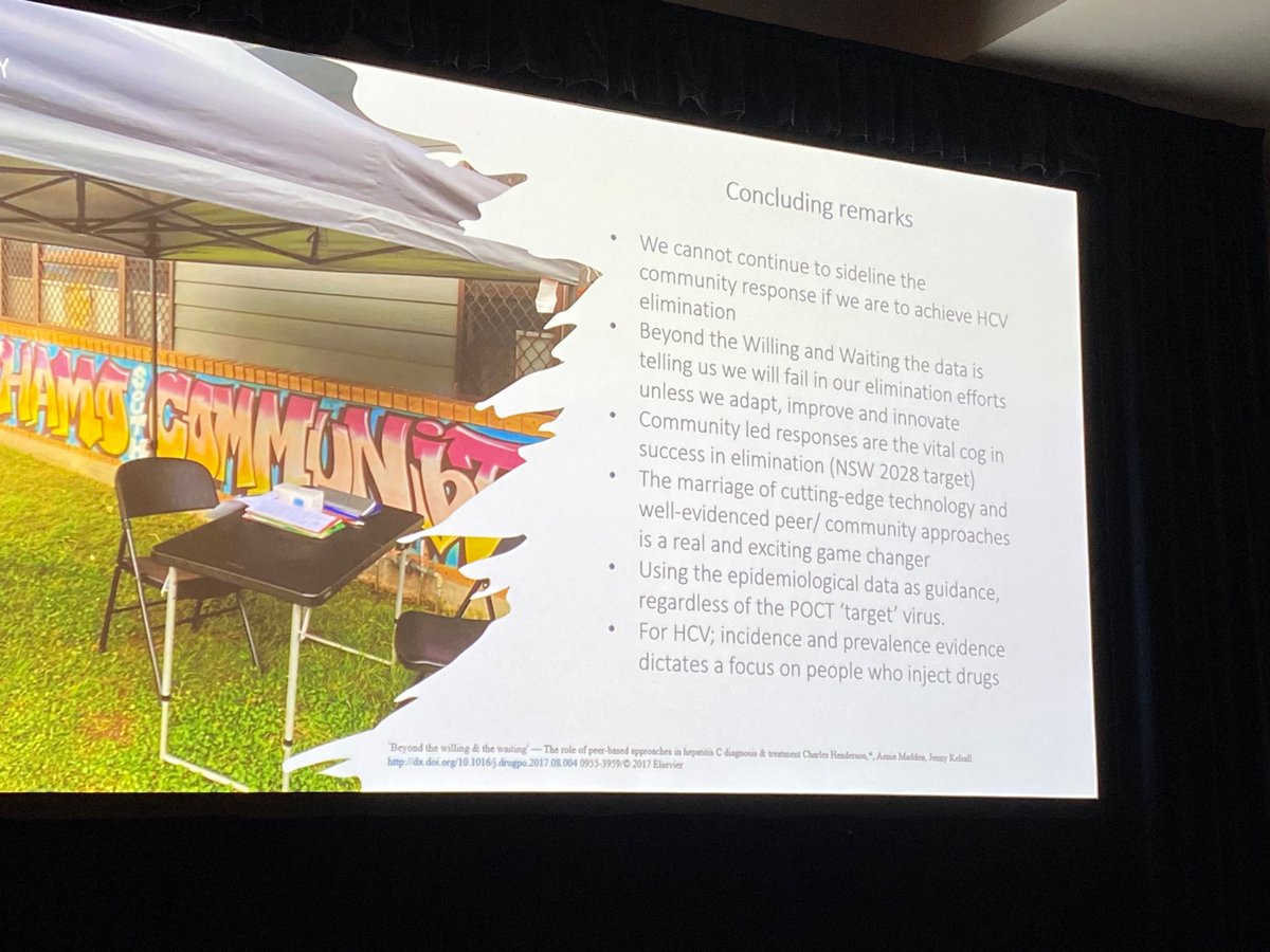 So encouraged to hear from @chuckhendy about the powerful work of Peers point of care #hepatitis C testing through the @nuaansw PoW 💥 project. “Community led responses are the vital cog in success in elimination” of #HCV. #noHep #endHep2030