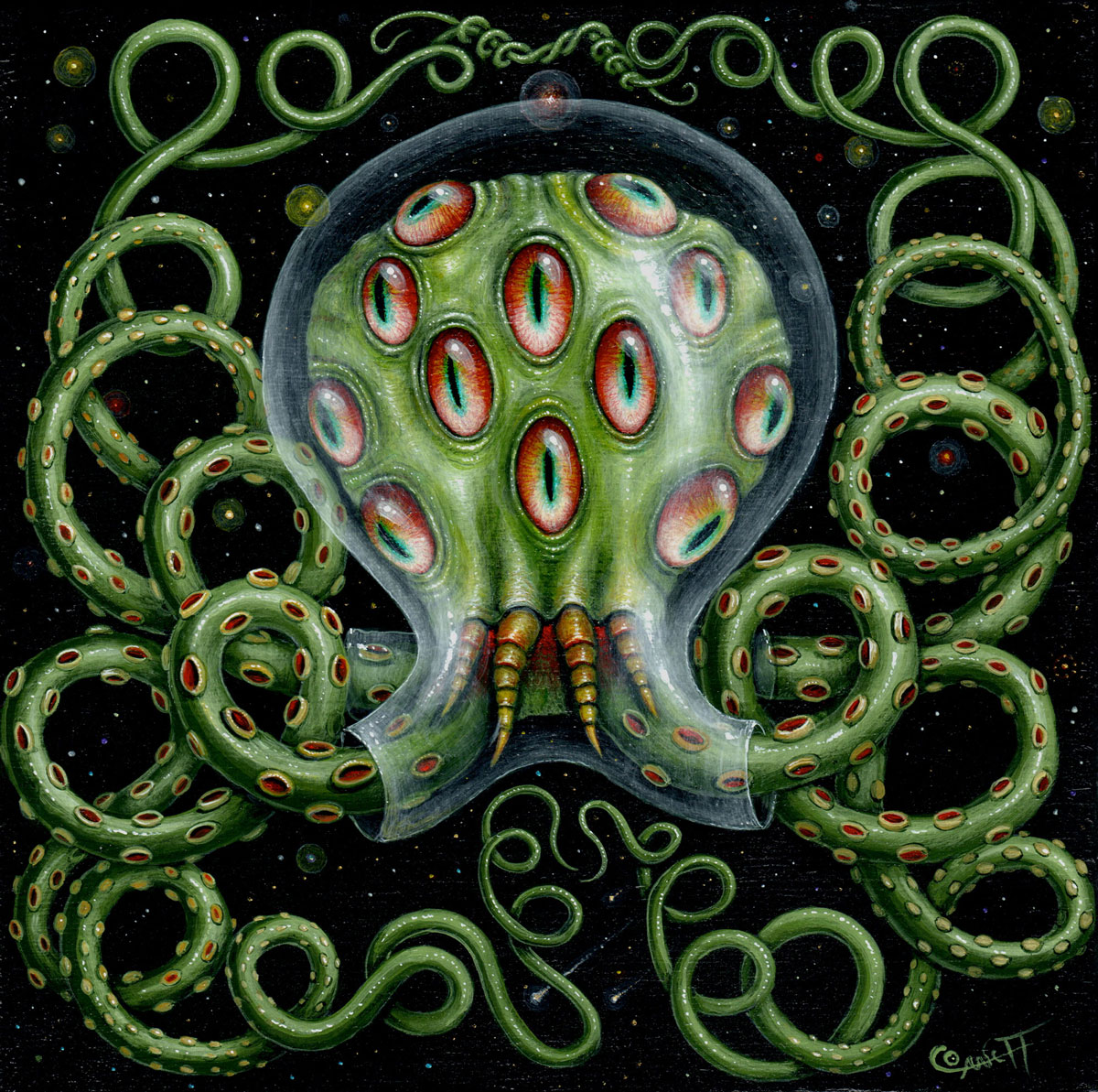 A rare small painting, 8 x 8 in. on wood. (CS-1) Now available in the shop, (link:is.gd/5O7PxN) ~ Get 15% off using code 15OFFNOW at checkout.