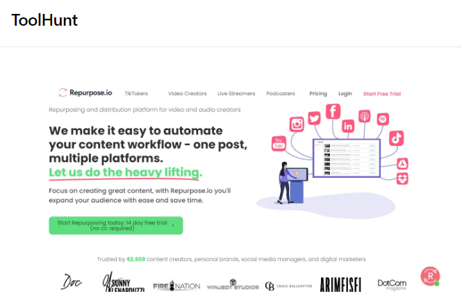 ToolHunt ๐ก (@toolhunt_tech) on Twitter photo AI Tool 127 ๐
๐ฅ Attention all creators! Say goodbye to manual content distribution with <a href="/repurposeio/">Repurpose.io</a> the AI-powered platform that automates your workflow and allows you to post on multiple platforms in one click. Reach a wider audience and boost engagement effortlessly. AI Tool 127 ๐
๐ฅ Attention all creators! Say goodbye to manual content distribution with <a href="/repurposeio/">Repurpose.io</a> the AI-powered platform that automates your workflow and allows you to post on multiple platforms in one click. Reach a wider audience and boost engagement effortlessly.