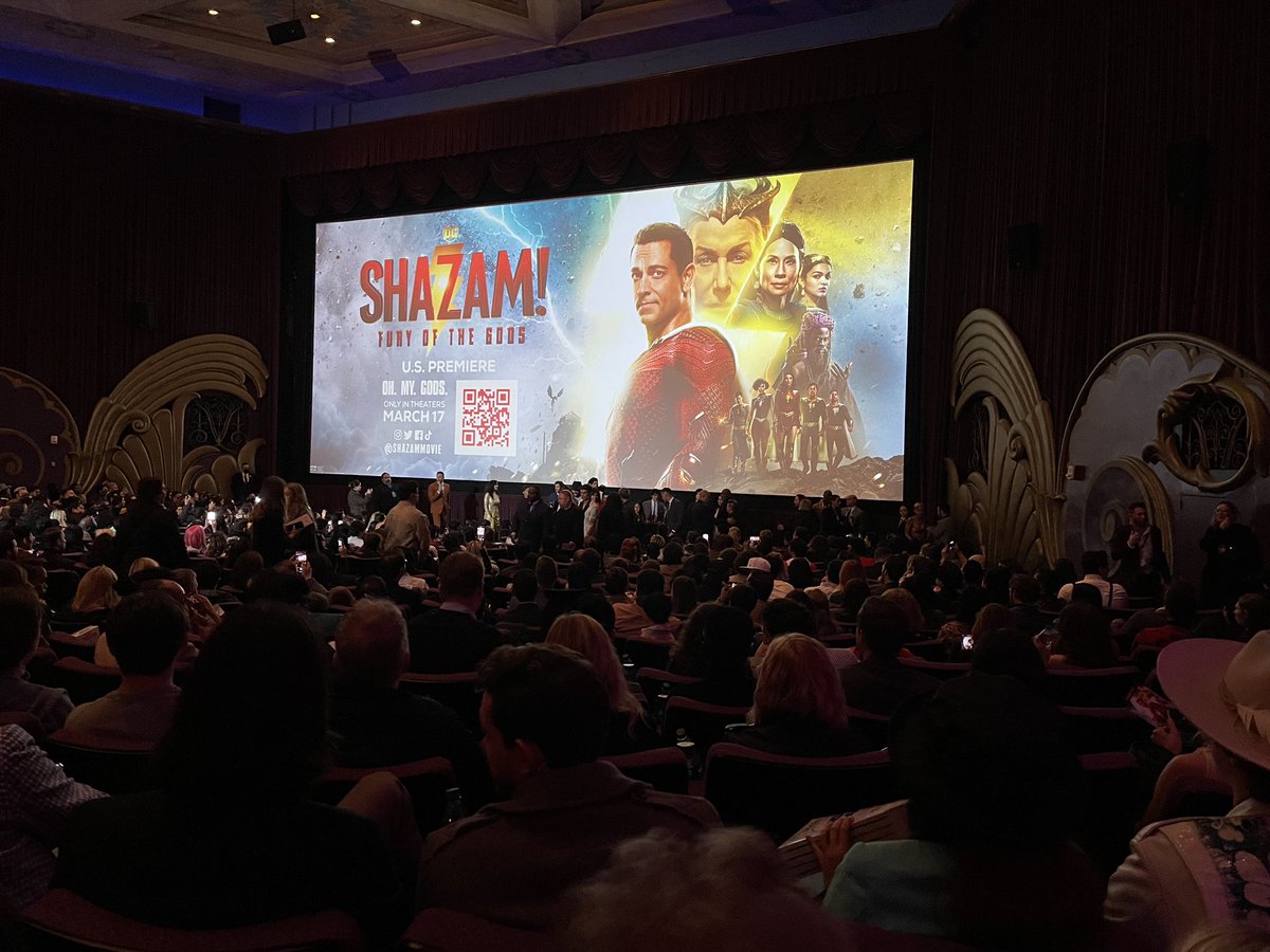 MichelAller's tweet photo. Los Angeles Premiere! All the rain couldn’t keep me from celebrating this wonderful film. So proud of it! #ShazamFuryOfTheGods https://t.co/eWQubfAN13