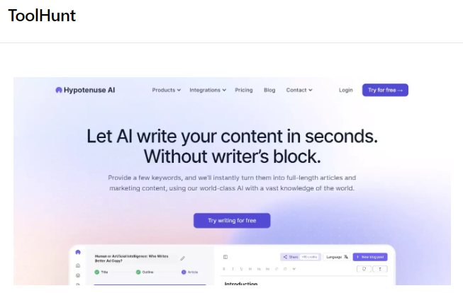 ToolHunt ๐ก (@toolhunt_tech) on Twitter photo AI Tool 134 ๐
๐คLooking for a tool that can instantly generate full-length articles and marketing content using just a few keywords? <a href="/HypotenuseAI/">Hypotenuse AI</a> is your go-to AI-powered content generation tool with a vast knowledge of the world that can help businesses and marketers save time AI Tool 134 ๐
๐คLooking for a tool that can instantly generate full-length articles and marketing content using just a few keywords? <a href="/HypotenuseAI/">Hypotenuse AI</a> is your go-to AI-powered content generation tool with a vast knowledge of the world that can help businesses and marketers save time