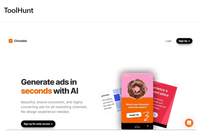 ToolHunt ๐ก (@toolhunt_tech) on Twitter photo AI Tool 133 ๐
๐ Want to create stunning ads in seconds without any design experience? Look no further than <a href="/clickable_so/">clickable.so</a> This AI-powered tool generates brand-consistent, highly converting ads tailored to your target audience and marketing channels. AI Tool 133 ๐
๐ Want to create stunning ads in seconds without any design experience? Look no further than <a href="/clickable_so/">clickable.so</a> This AI-powered tool generates brand-consistent, highly converting ads tailored to your target audience and marketing channels.
