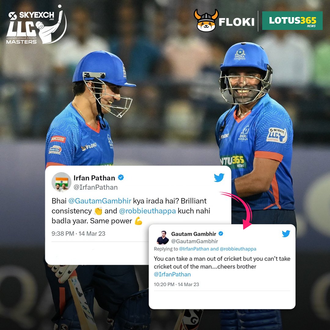 llct20's tweet photo. Only a true Maharaja can appreciate the artistry and finesse of another Maharaja's game. ๐
Well played, gentlemen! Onto the next one! ๐
@GautamGambhir
@robbieuthappa
@IrfanPathan
@VisitQatar
#LegendsLeagueCricket #SkyexchnetLLCMasters #LLCT20 #YahanSabBossHain #Gauthappa https://t.co/vrcoUwU9gP