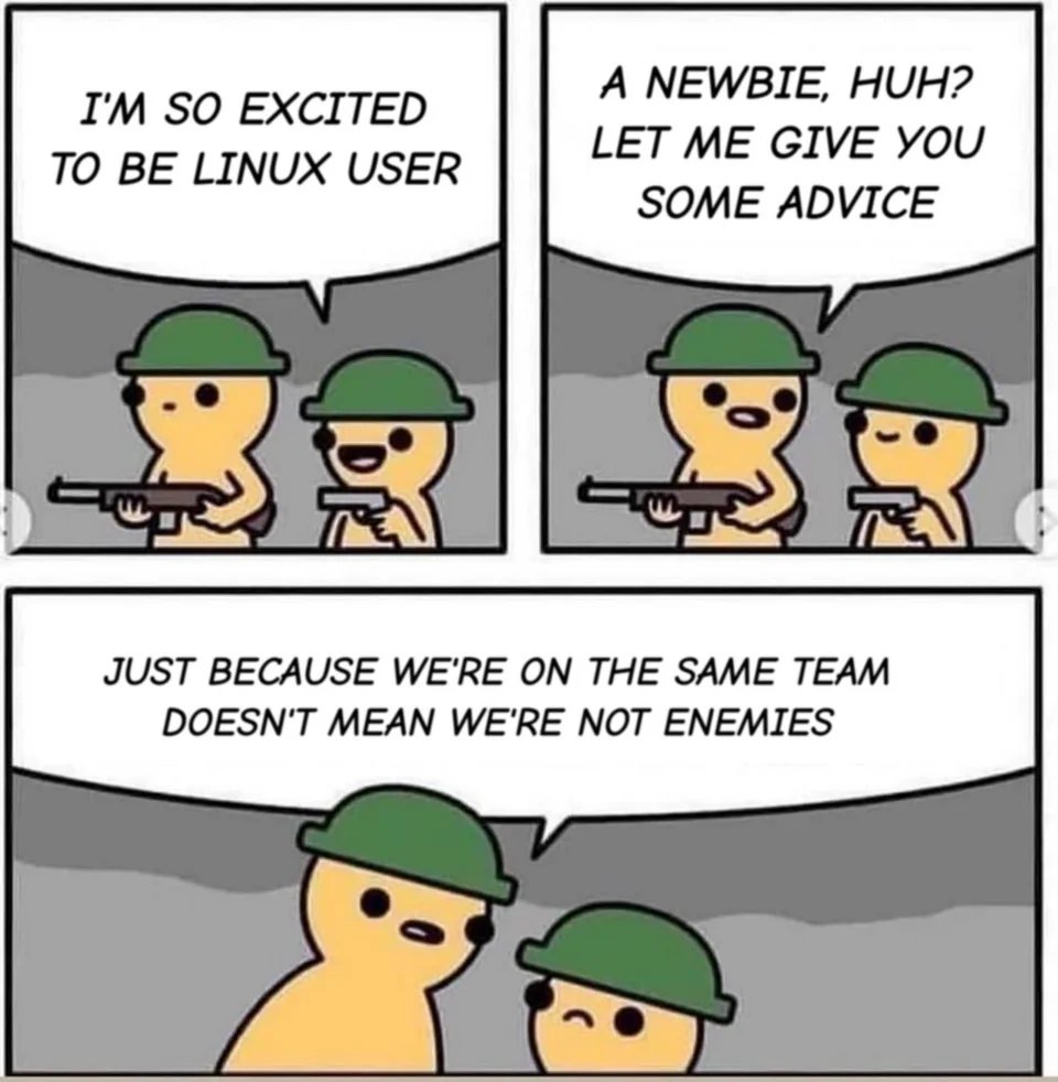 nixcraft's tweet photo. #Linux distro users and friendship be like ... https://t.co/ZzFRZNsGV9