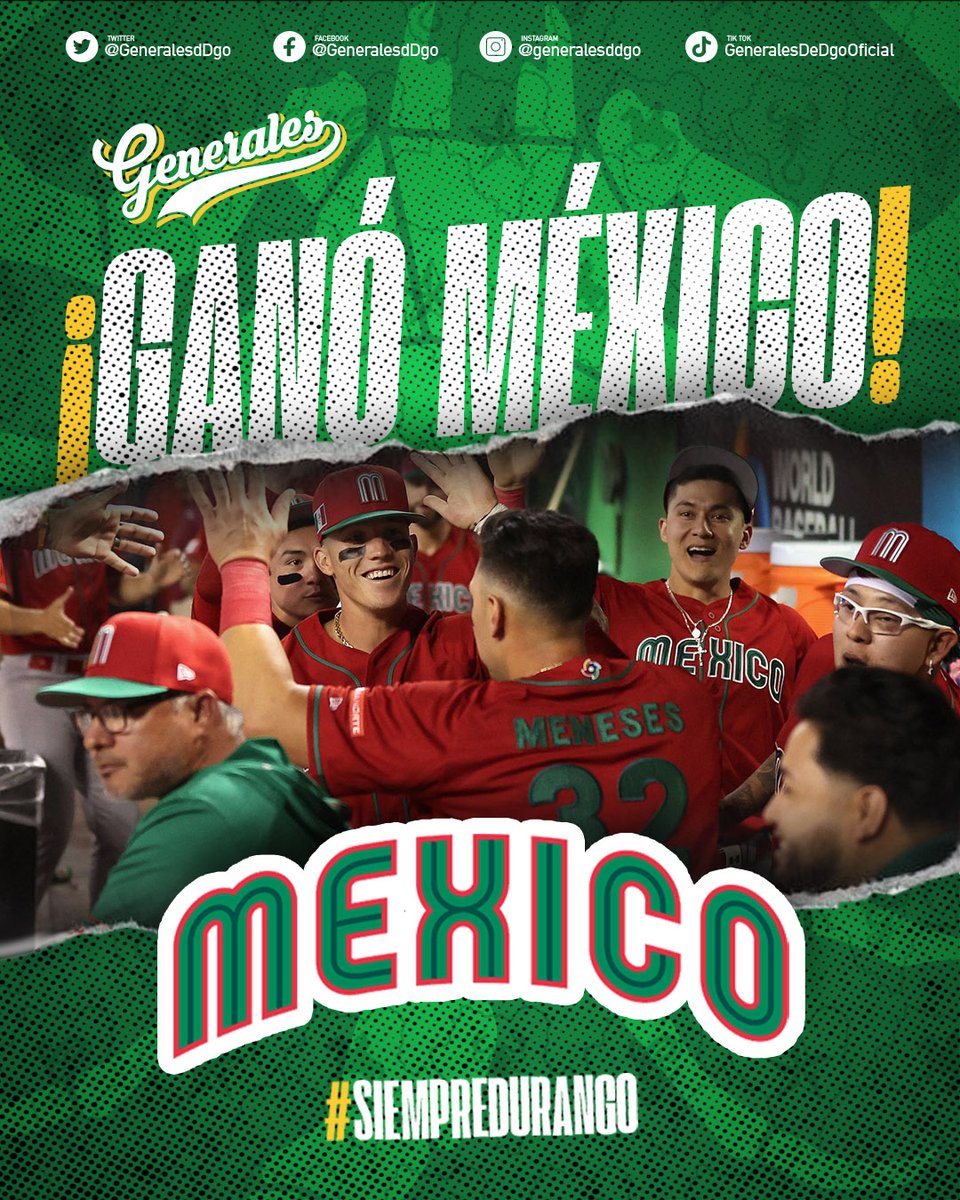 GeneralesdDgo's tweet photo. ¡GANÓ MÉXICOOO! 🇲🇽❤️🔥⚾
La novena tricolor se lleva la victoria 2-1 ante Gran Bretaña. 💪🏻
.
.
#MéxicoDeMiSangre #WBC2023 #SomosGenerales https://t.co/ObqcTaqYCD