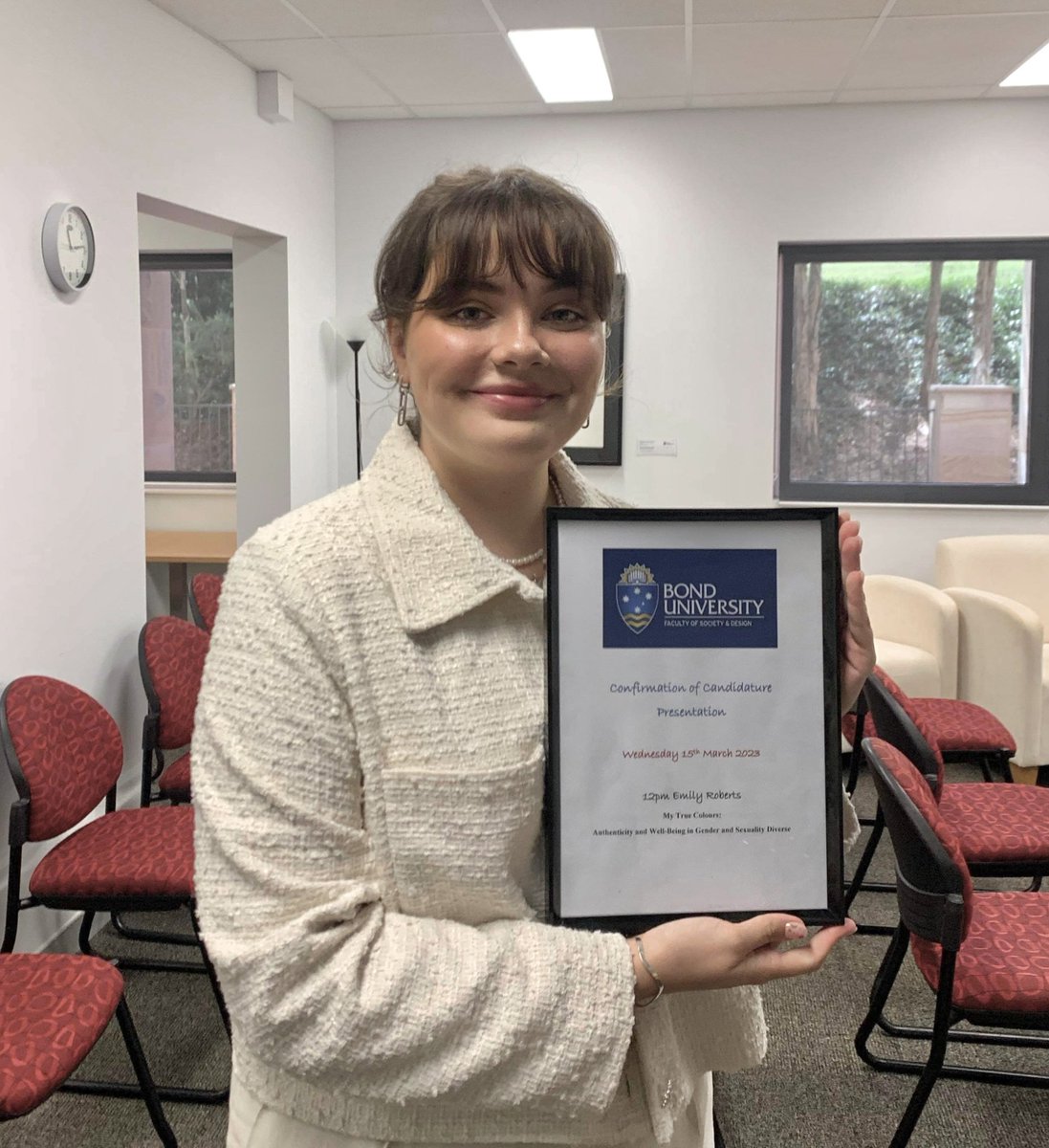 8emilyroberts's tweet photo. and she's officially a PhD candidate!!!!!!!! 

a huge thank you to both @Doug_J_Angus and @MeganLeePhD for their continued support thus far, and an equally huge thank you to @joelmelb for being the kindest external examiner in existence!!!!! https://t.co/J4zFQduaMG