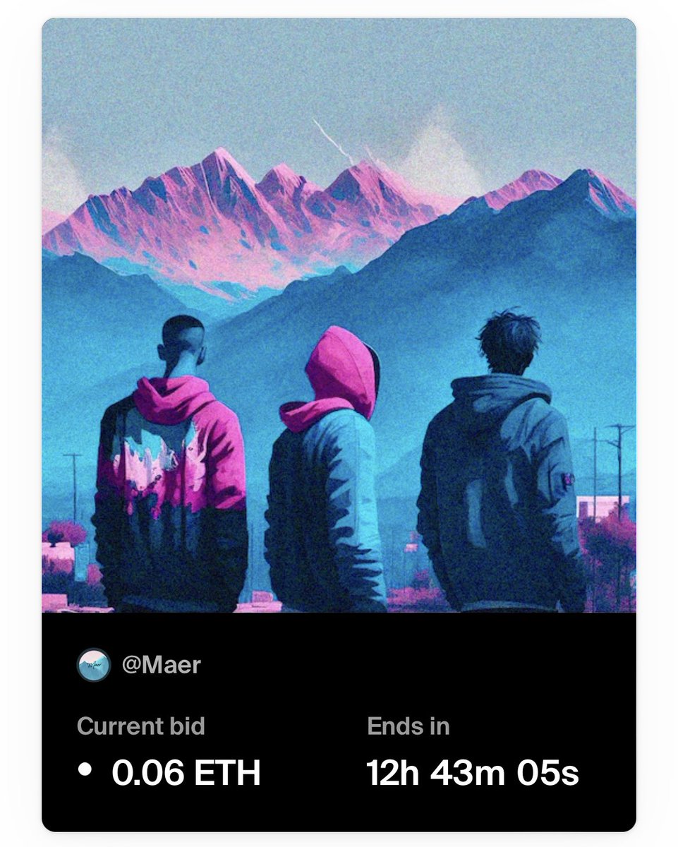 Good morning friends 💎

About 12 hrs till the end of auction on  “Brothers in Arm”

Current bid is 0.06 Ξ by <a href="/RealKatoOG/">Kato</a> 🫡

Wanna join in? Link below ⬇️