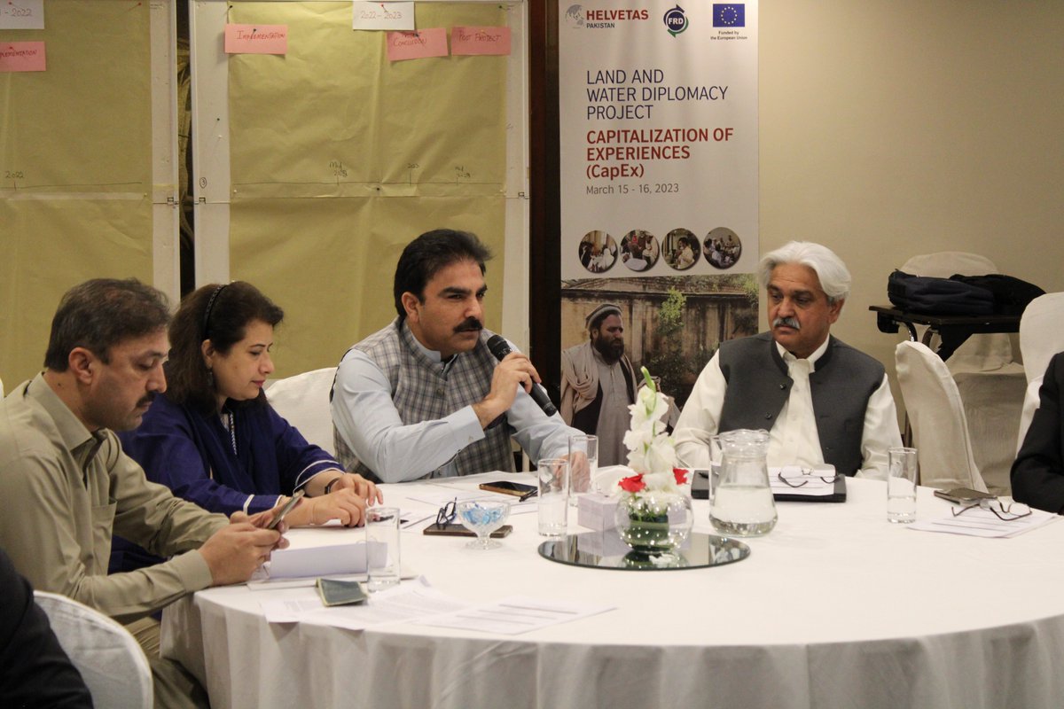 HelvetasP's tweet photo. Capex workshop on Land &amp; Water Diplomacy Project - Participants sharing their successes and thoughts regarding the project.
@EUPakistan @HelvetasCH @KPGovernment https://t.co/wxQSJWFvMg