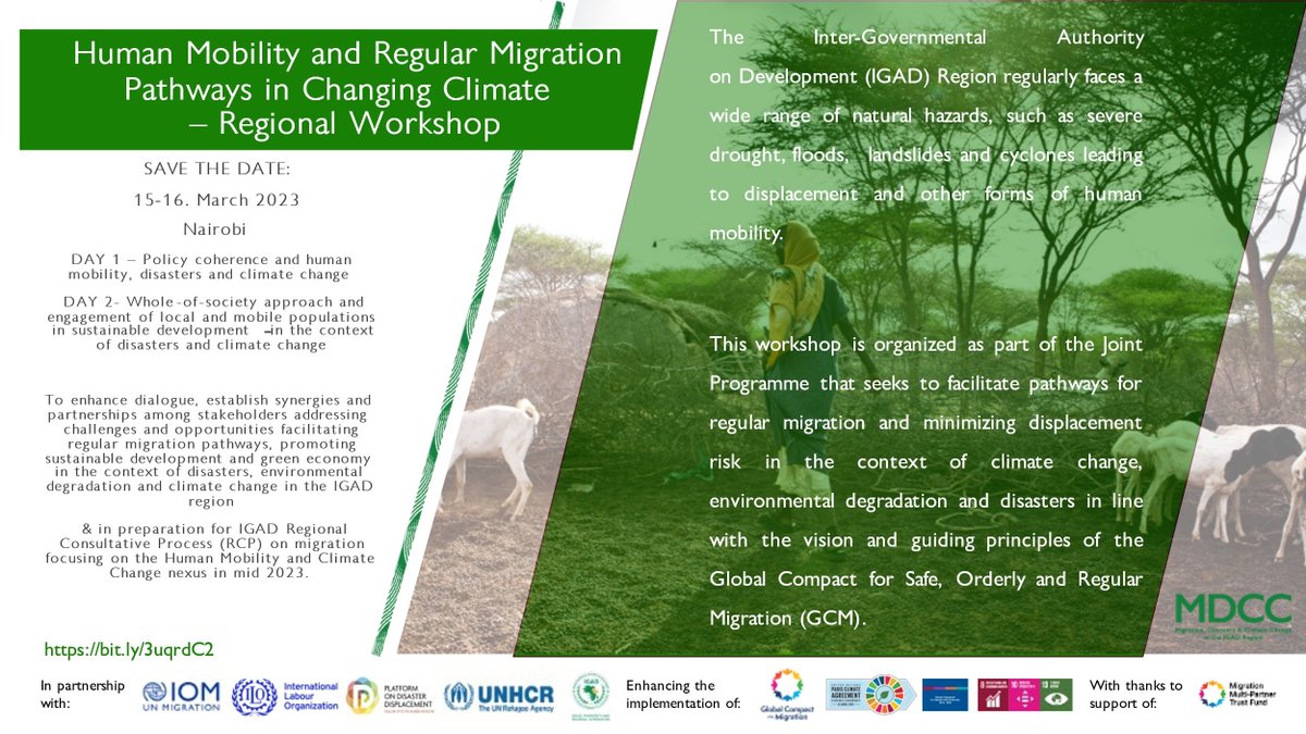 IOM_EHSA's tweet image. 📢Starting Now: Conversation on #HumanMobility and #MigrationPathways in the IGAD region! Organized jointly by @IOMRONairobi &amp;amp; partners. 

Discussions starts at 9am EAT/7am CET.

Join here👉 bit.ly/3lcLitg  

Click here for more bit.ly/3Fp8g7b

#MigrationMPTF