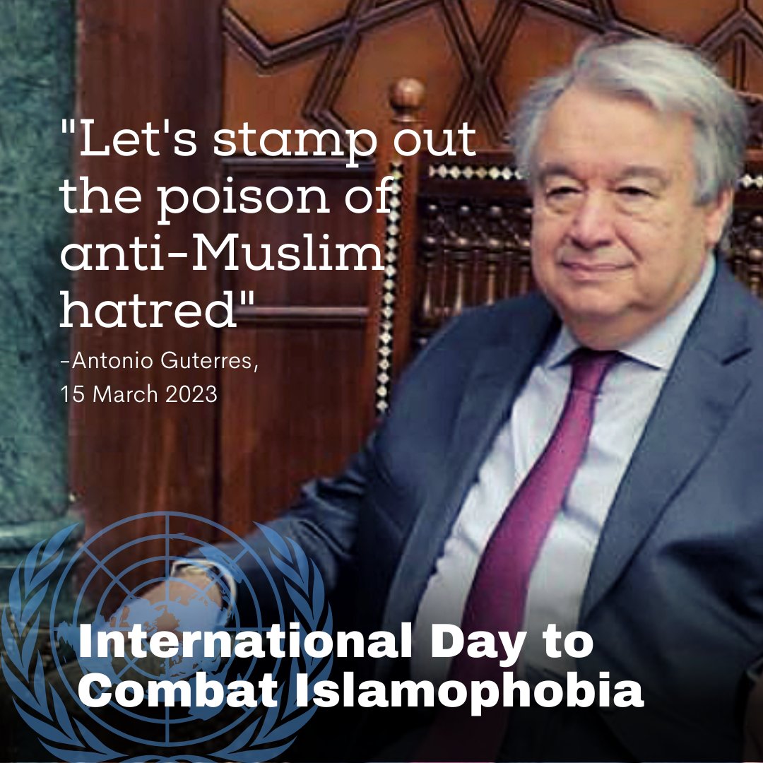 On International Day to Combat Islamophobia, <a href="/UN/">United Nations</a> Secretary-General <a href="/antonioguterres/">António Guterres</a> says it is incumbent on all of us to stand up against discrimination. 

#FightRacism