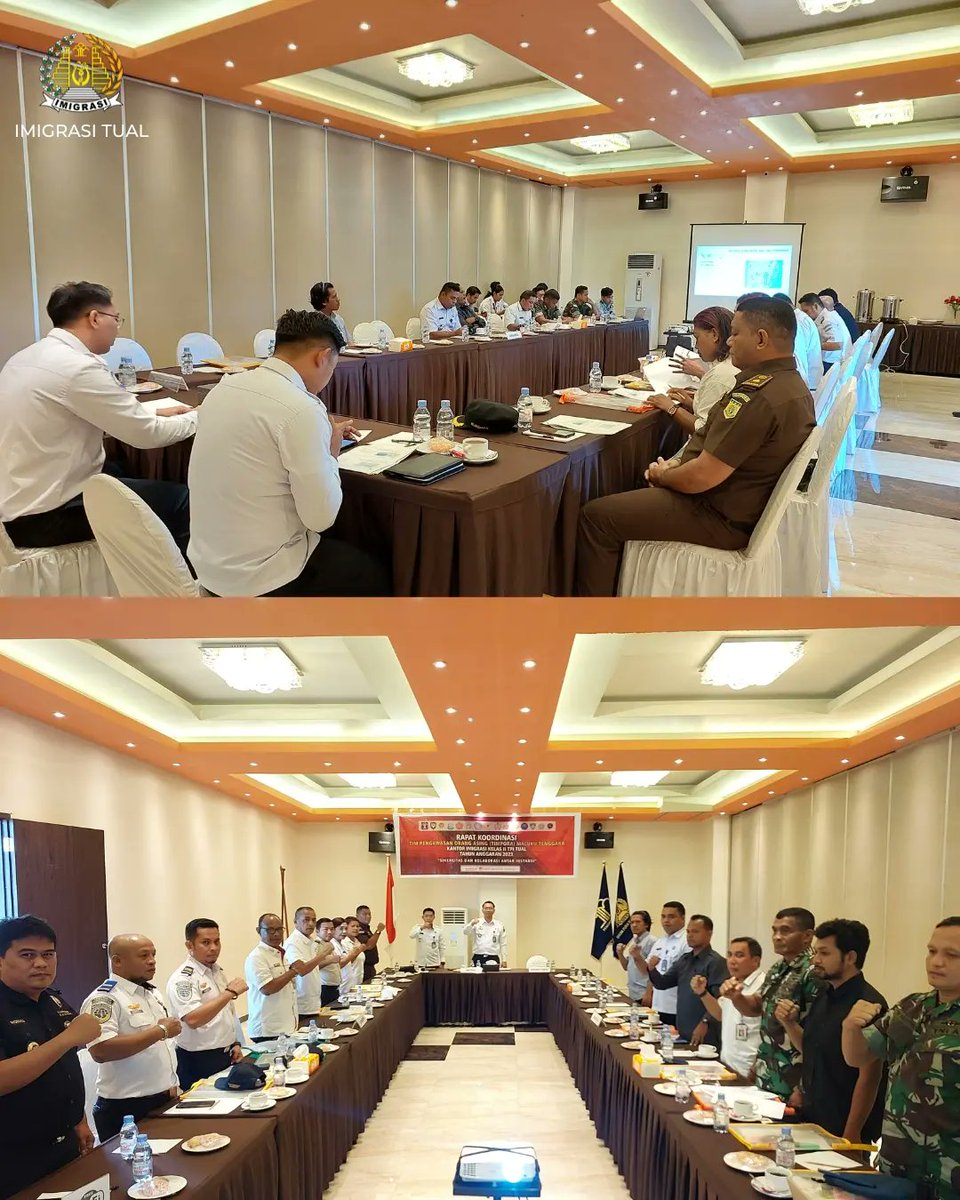 kanim_tual's tweet photo. Langgur (15/3) – Kantor Imigrasi Kelas II TPI Tual kembali menggelar Rapat Tim pengawasan Orang Asing (TIMPORA) Kabupaten Maluku Tenggara yang dilaksanakan di Exclusive Meeting Room Hotel Grand Vilia.

#kanwilkemenkumhammaluku
#imigrasiindonesia 
#imigrasitual 
#timpora https://t.co/cLc6GQB5tr