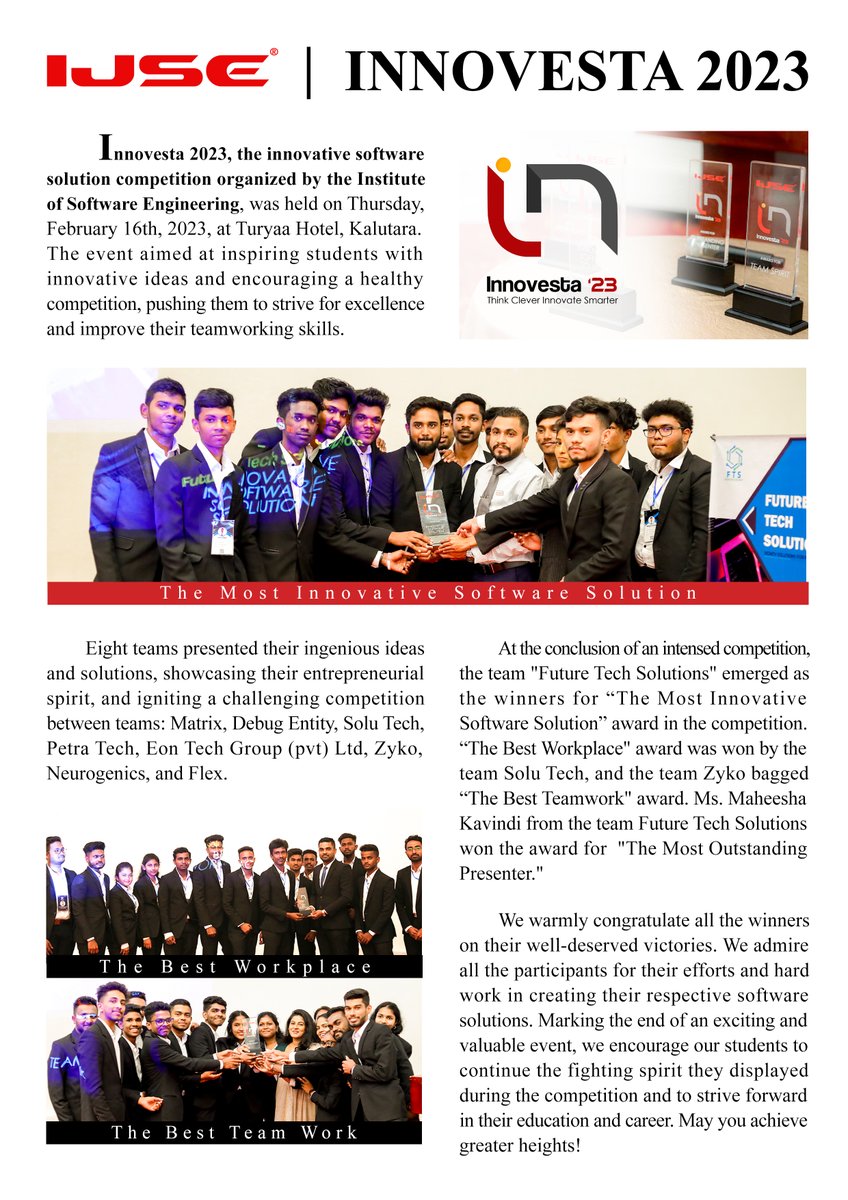 ijse_official's tweet photo. A spark of innovation can make everything smart💡
"Innovesta '23" | GDSE 65 &amp; 66 students of IJSE
#IJSE #softwareengineer #coding #events https://t.co/V7vxvDayaY