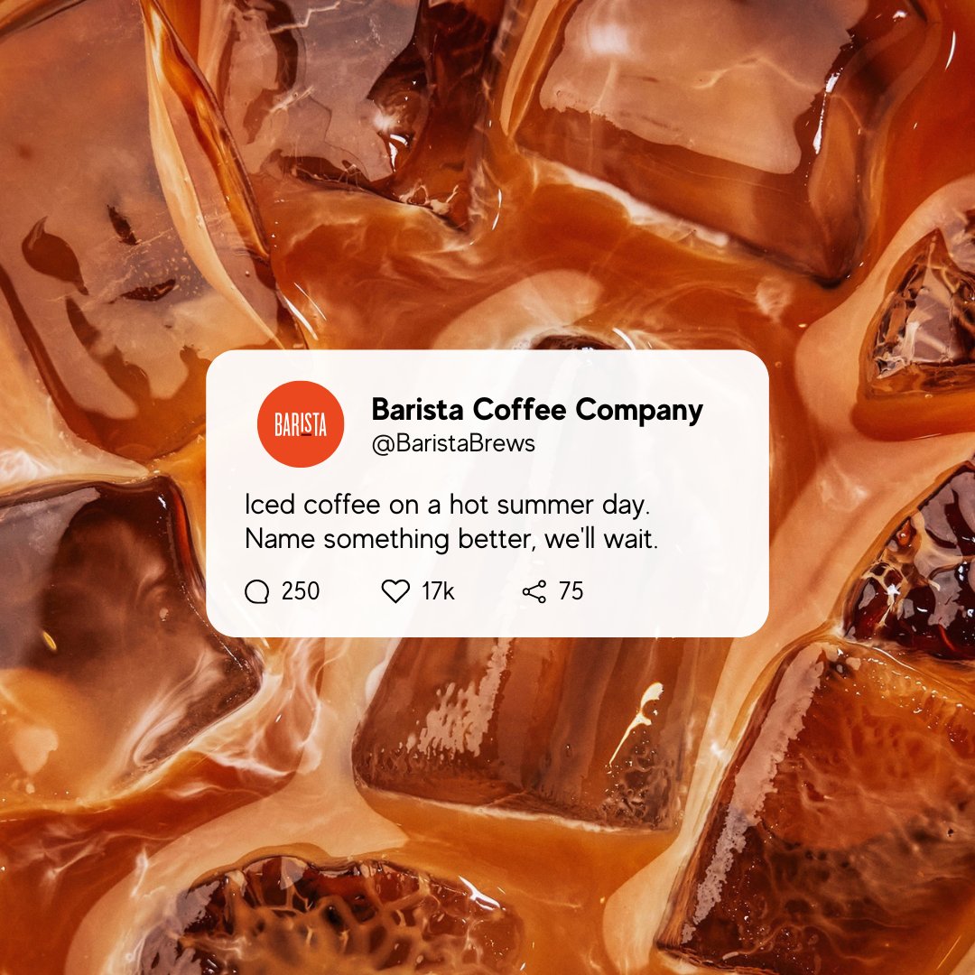 BaristaBrews's tweet photo. Sunny days 🤝🏼 Iced #Coffee

Pick from our go-to #cold classics and get ready to breeze through:
🧊 Brrrista Blast
🧊 Iced #Americano
🧊 Iced Cafe #Mocha
🧊 Brownie #Frappe

#Summer #Sunny #IcedCoffee #Mocha #ColdCoffee https://t.co/DCh0JXh2py