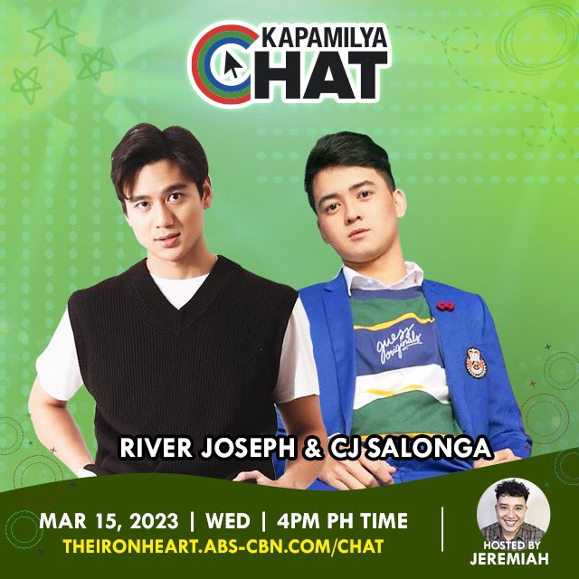 RISE_iHub's tweet photo. Mga Kapamilya! Makakasama nating ngayong hapon sina CJ Salonga and River Joseph sa Kapamilya Chat! Log on lang sa https://t.co/lRIFTt60ym para sa tuloy-tuloy na kwentuhan at chikahan.

 #TheIronHeart https://t.co/r5P7IkazSG