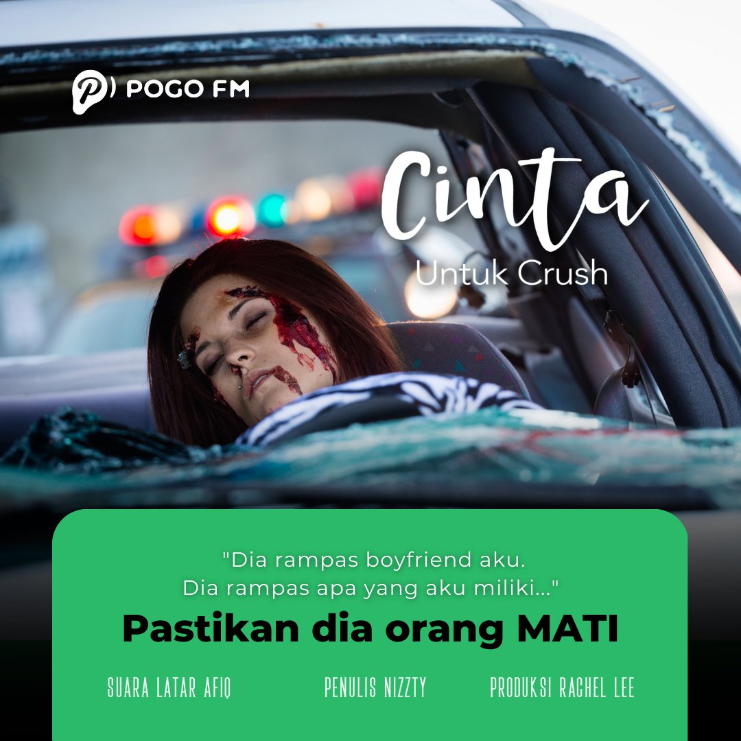 pogofmapp_my's tweet photo. Bolehkah Alwanie dan Irham selamat dalam kemalangan yang dirancangkan?

Dengarkan audiobook 'Cinta Untuk Crush' sekarang di POGO FM: https://t.co/Ka9jtz94gV

#nizzty #Wattpad #pogofm #pogofm_my #cintauntukcrush #cinta #love #audiobook #audiobooks #audiobooklover @afiqnuradli https://t.co/Cw9zRLMsRR