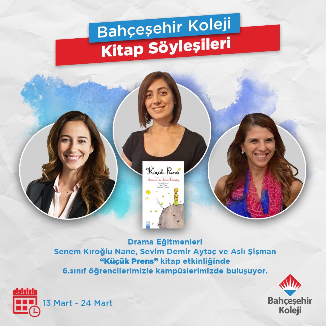 bahcesehir_k12's tweet photo. 📚Bahçeşehir Koleji “Kitap Söyleşileri”

Drama eğitmenleri Senem Kıroğlu Nane, Sevim Demir Aytaç, Aslı Şişman “Küçük Prens” kitap etkinliğinde 6. sınıf öğrencilerimizle buluşuyor.

#bahçeşehirkoleji https://t.co/AIZ8XKHIcT