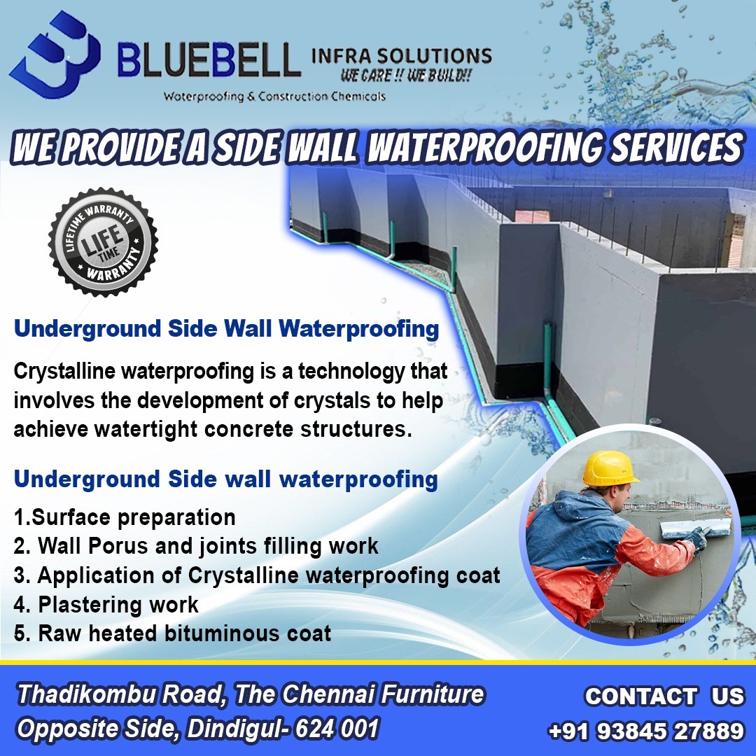 Bluebell Infra Solutions,
waterproofing & Construction Chemicals, We provide a Side Wall Waterproofing services.
#waterproofing #construction #roofing #waterproof #waterproofingexperts #waterproofingsolutions #building #concrete #architecture #roof #waterproofingcoating