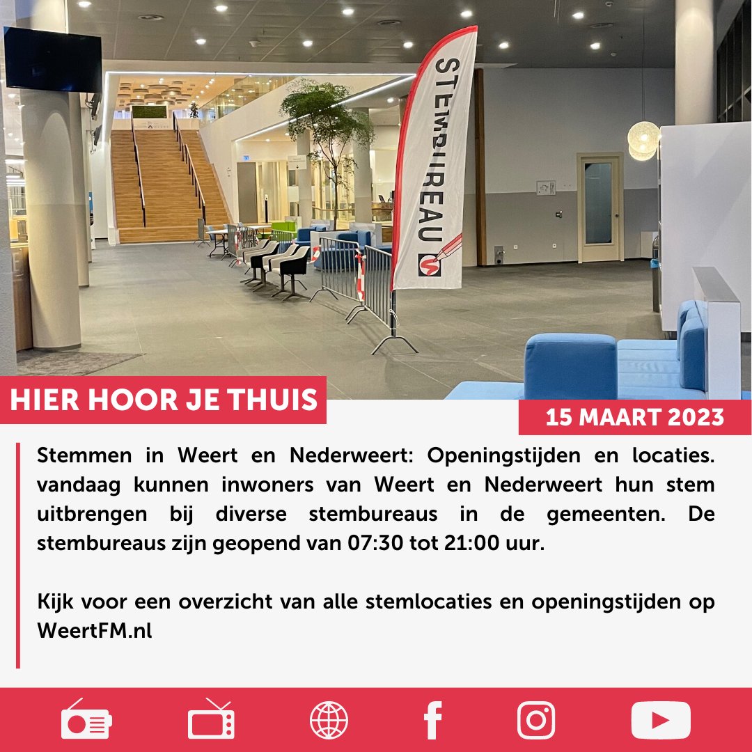 Stemmen in Weert en Nederweert: Openingstijden en locaties

Lees het gehele artikel via WeertFM.nl