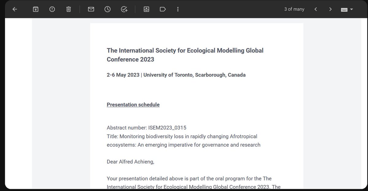 Another presentation at the University of Toronto, Scarborough 3rd May 2023 during the International Society for Ecological Modelling Global Conference. I will look at Biodiversity Monitoring in Africa.