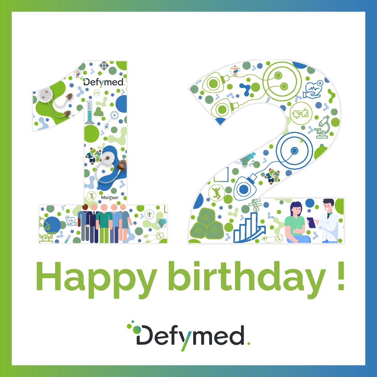 We are thrilled to celebrate the 12th birthday of Defymed, a company that has had 12 wonderful years of research and innovation thanks to our cohesive and dedicated team. We work tirelessly towards our common goal of striving for the patient's well-being. 
#defyteam  #innovation