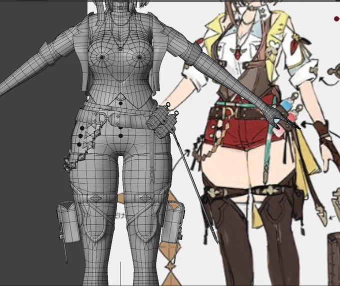 結構進んだ～絶対太ももは揺らしてやるからなその為にMMD胴体学んだと言っても過言ではない!!#blender #b3d #MMD 