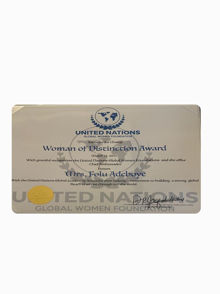 RCCG_PR's tweet photo. We celebrate our mother-in-Israel @PastorFAAdeboye on being awarded a Woman of Distinction Award and being recognised as an Outstanding Global Peace Ambassador for Change, by the United Nations Global Women Foundation. https://t.co/Bo63T0JhFh