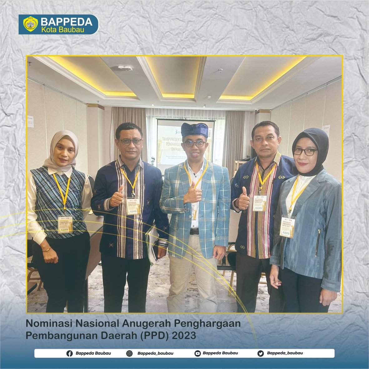 bappeda_baubau's tweet image. Kota Baubau masuk Nominasi Nasional Anugerah Penghargaan Pembangunan Daerah (PPD) 2023 yang diselenggarakan Kementerian Perencanaan Pembangunan Nasional/Bappenas RI

#bappeda #bappedabaubau #kotabaubau #musrenbang #musrenbangbaubau