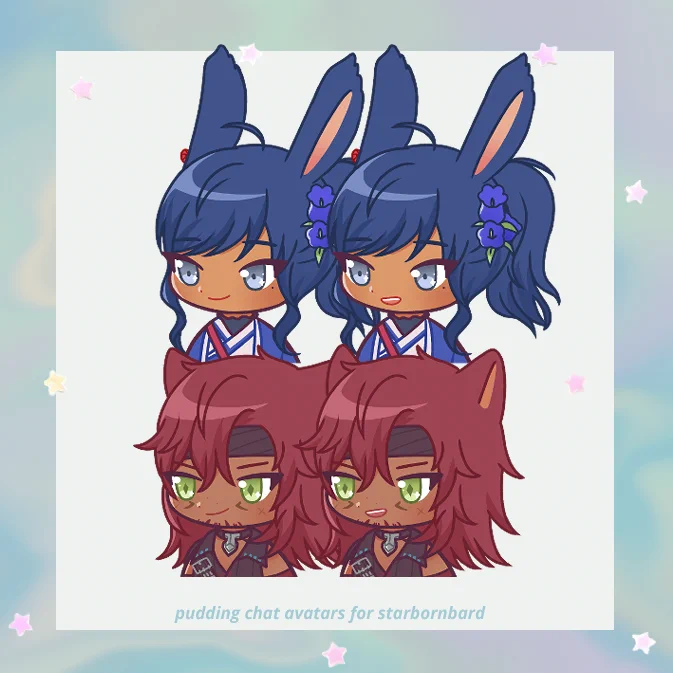 re-opened puddings! they're available on kofi  will do in between my regular c0mms! please contact me if you'd like to order light party / full party bundles!   