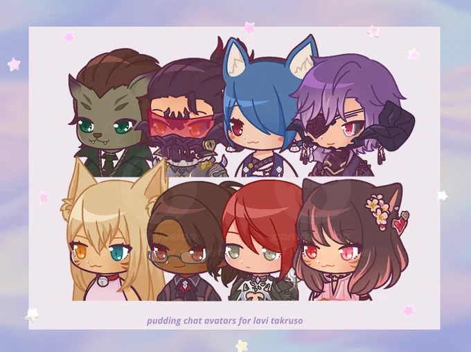 re-opened puddings! they're available on kofi  will do in between my regular c0mms! please contact me if you'd like to order light party / full party bundles!   