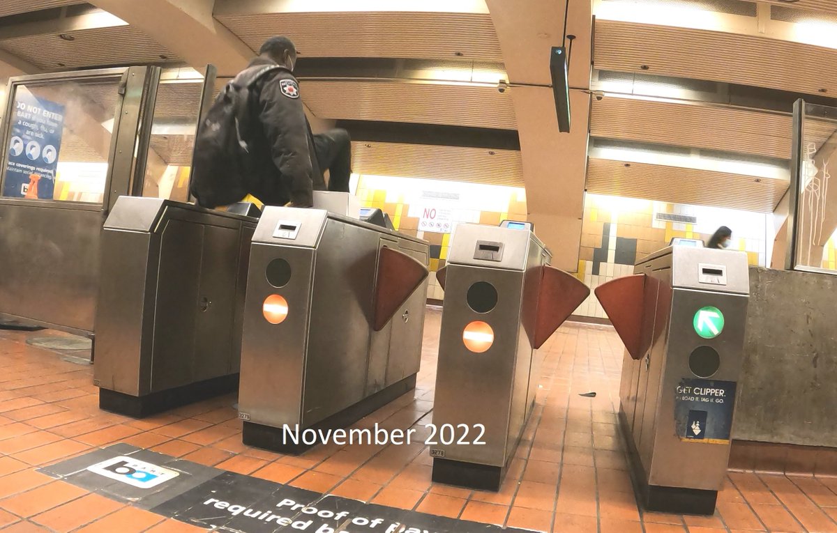 Bartfare's tweet photo. A frequent fare evader wearing a private security guard coat at the 24th St/Mission @SFBART station in San Francisco. #fareevader 055 056 057 https://t.co/lCbQnEGvJA